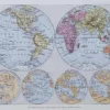 Mappemonde et pôles, planche cartographique 1930