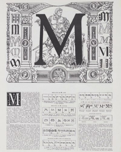 Lettre M, typographie et histoire de l’alphabet, planche 1930