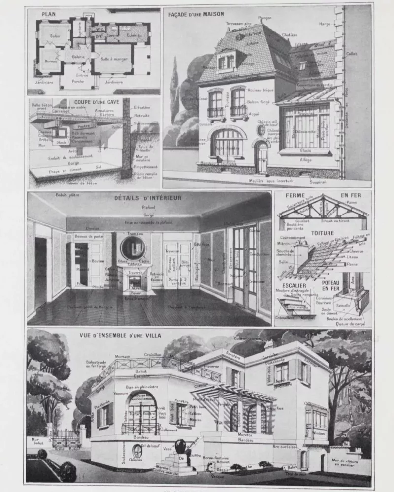 1-4 Maison française, plans et architecture, planche 1930
