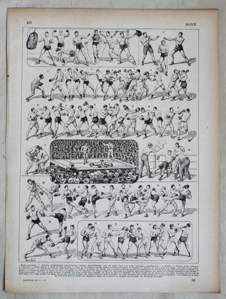 Boxe, planche sportive de Louis Charles Bombled 1932