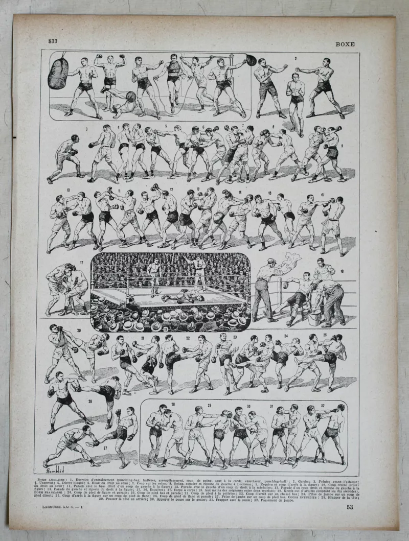 Boxe, planche sportive de Louis Charles Bombled 1932