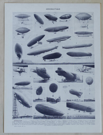 Aéronautique, avions et dirigeables, planche originale 1928