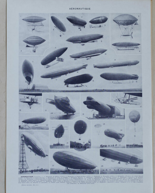 Aéronautique, avions et dirigeables, planche originale 1928