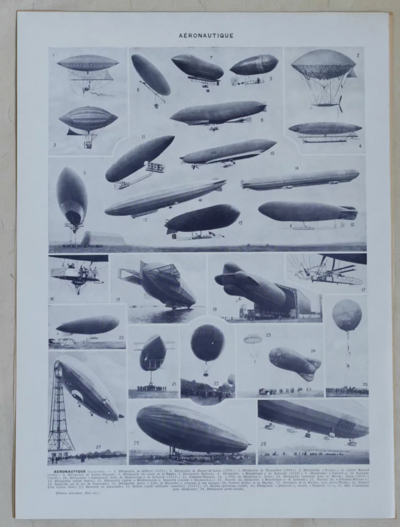 Aéronautique, avions et dirigeables, planche originale 1928