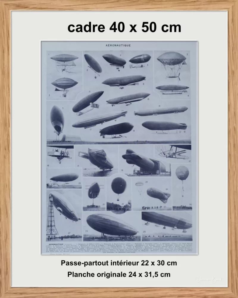 original-cadre-pp Aéronautique, avions et dirigeables, planche originale 1928