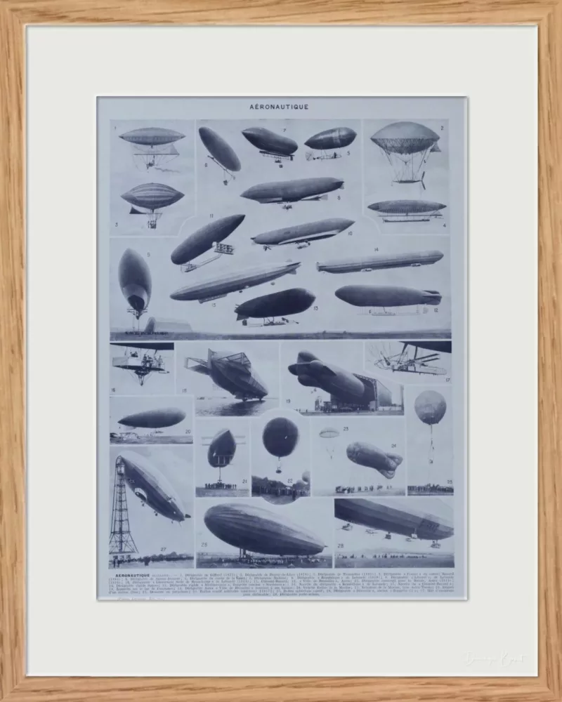 original-cadre-pp Aéronautique, avions et dirigeables, planche originale 1928