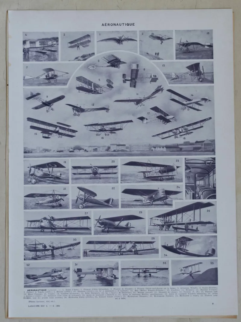 118A5786 Aéronautique, avions et dirigeables, planche originale 1928
