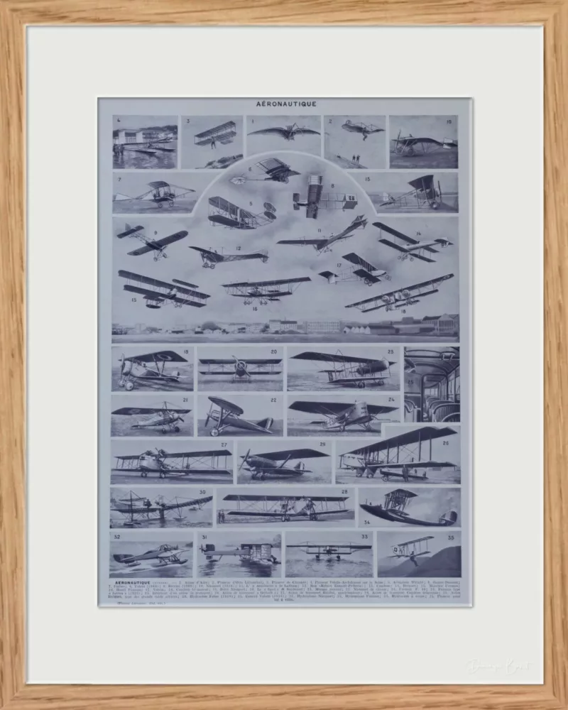 original-cadre-pp Aéronautique, avions et dirigeables, planche originale 1928