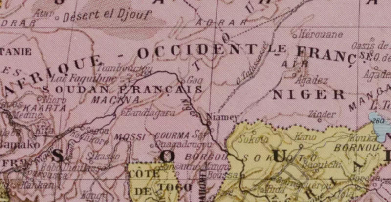 Afrique, carte et illustrations, planche encyclopédique 1928