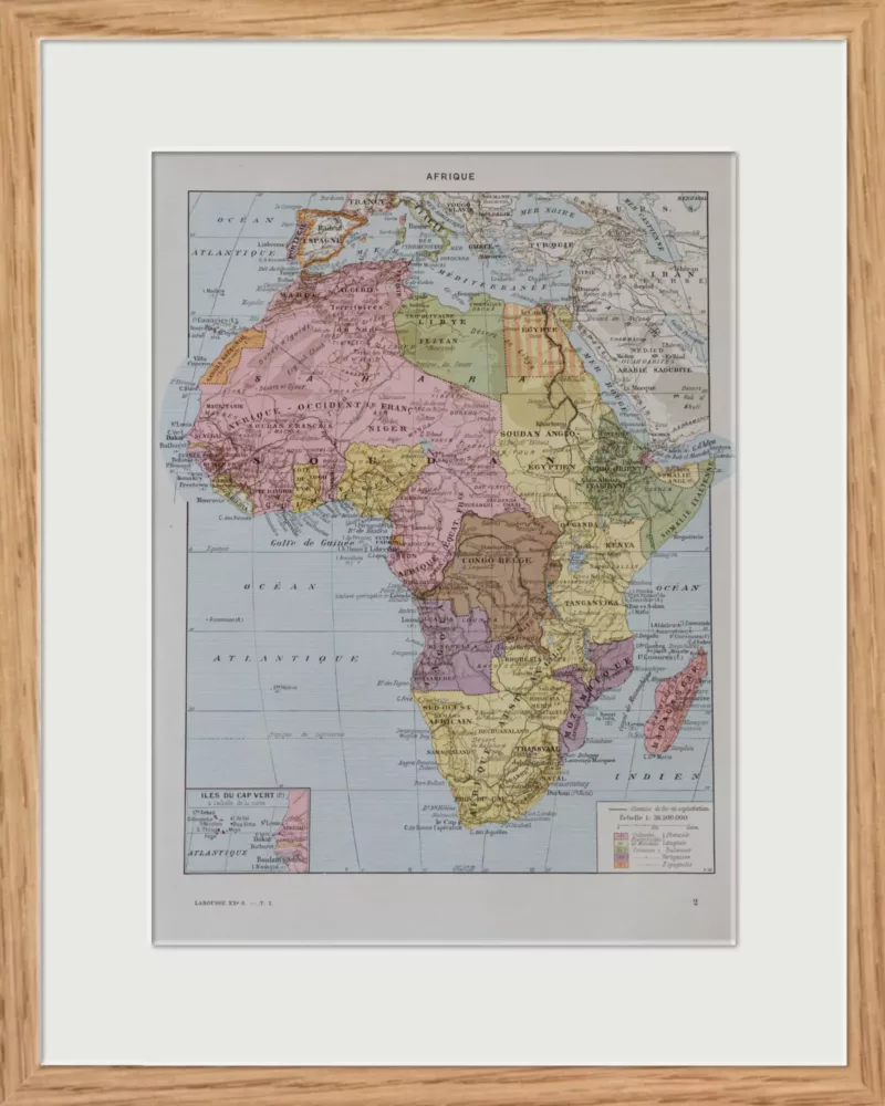 Afrique, carte et illustrations, planche encyclopédique 1928