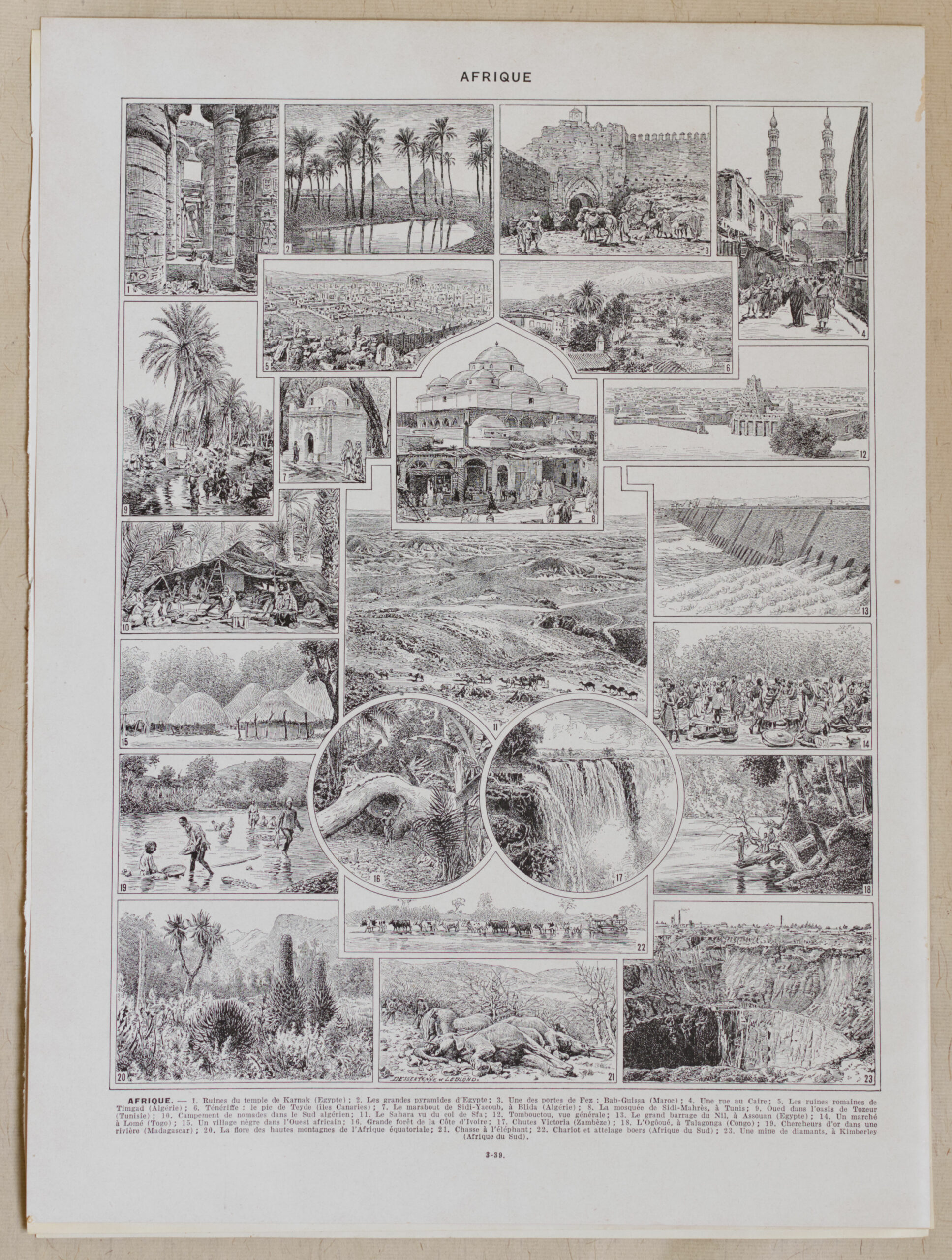 Illustrations anciennes de monuments paysages et scènes d'Afrique