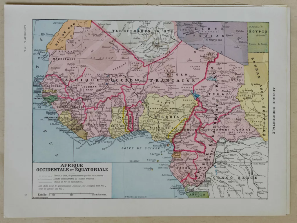Afrique Occidentale et Équatoriale, planche cartographique 1928