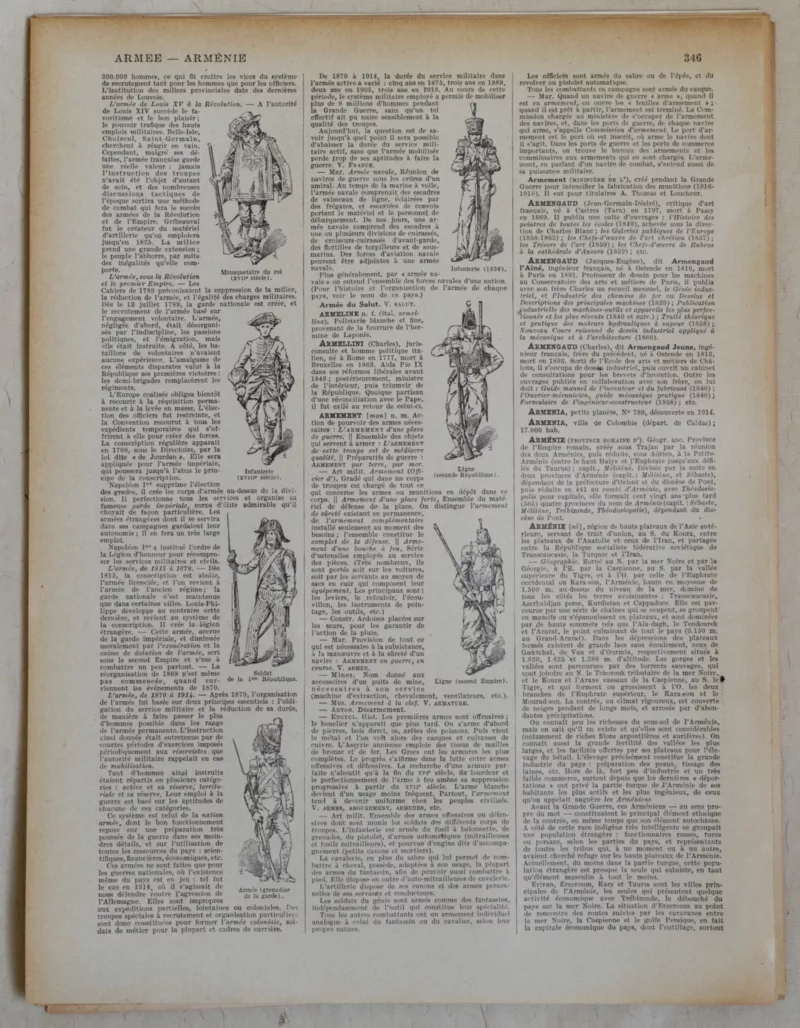 Armes à travers les âges, planche historique originale