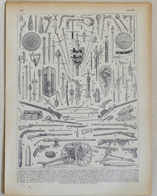 Armes à travers les âges, planche historique originale