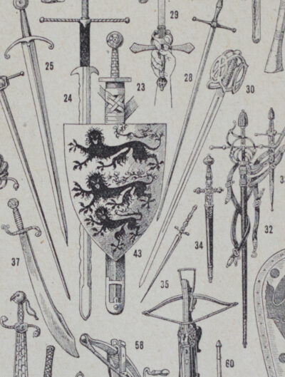 Armes à travers les âges, planche historique originale