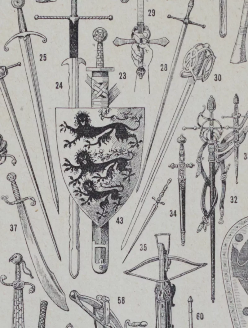 Armes à travers les âges, planche historique originale