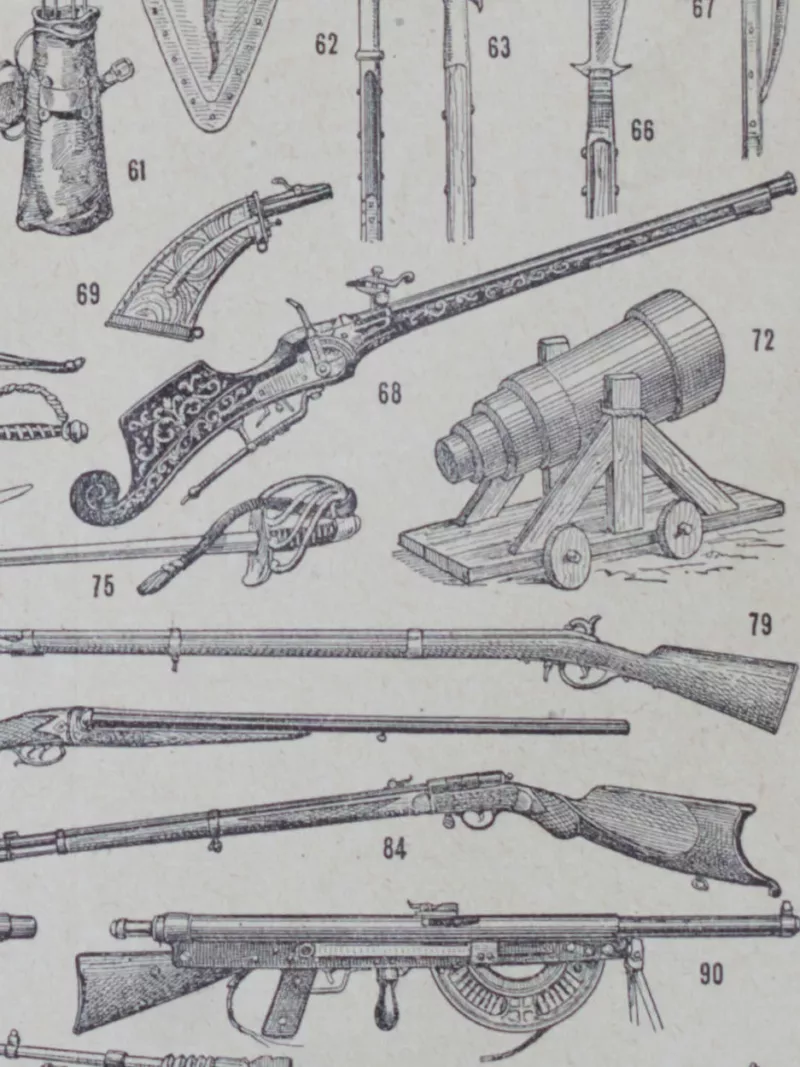 Armes à travers les âges, planche historique originale