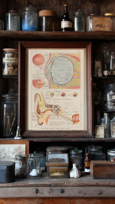 118A5935-medical-anatomie-oeil-oreille-05 Œil et oreille, planche anatomique 1924