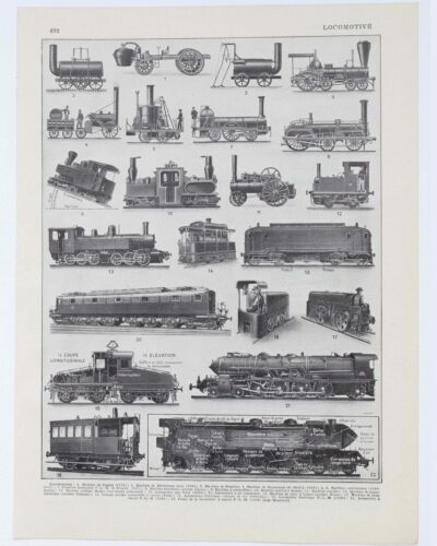 Locomotives, de la vapeur à l’électricité, planche 1930