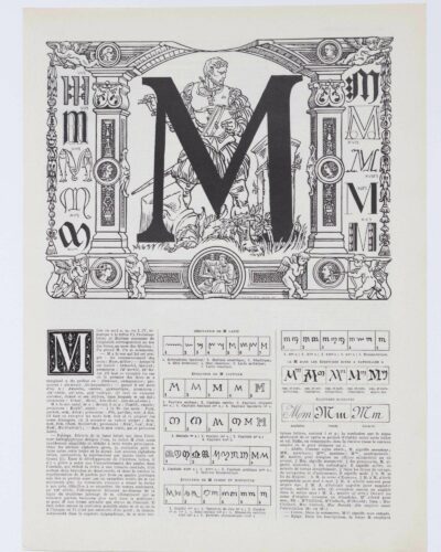 Lettre M, typographie et histoire de l’alphabet, planche 1930