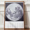Lune et phases lunaires, planche astronomique 1930