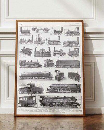 Locomotives, de la vapeur à l’électricité, planche 1930