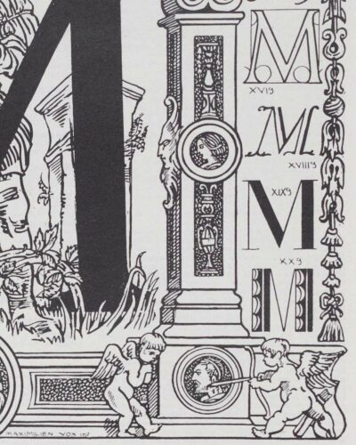 Lettre M, typographie et histoire de l’alphabet, planche 1930