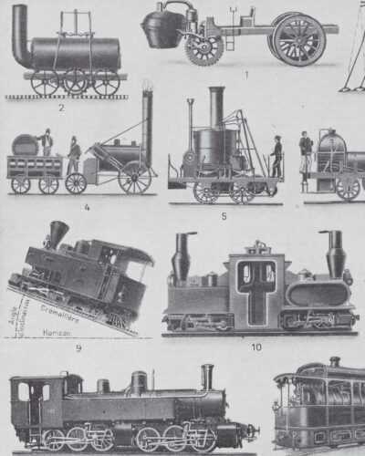 Locomotives, de la vapeur à l’électricité, planche 1930