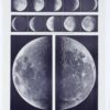 Lune et phases lunaires, planche astronomique 1930