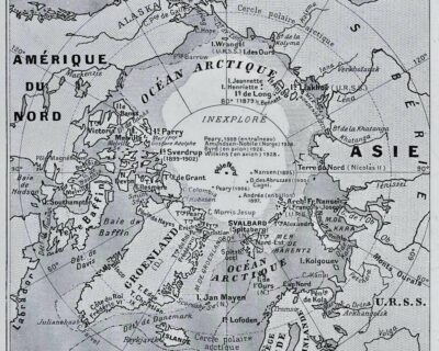 Mappemonde et pôles, planche cartographique 1930