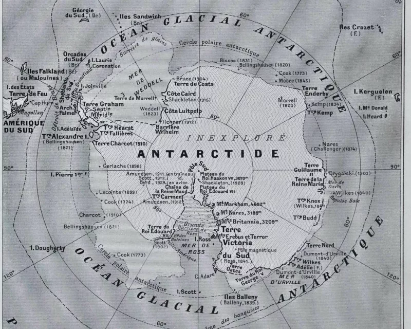 Mappemonde et pôles, planche cartographique 1930