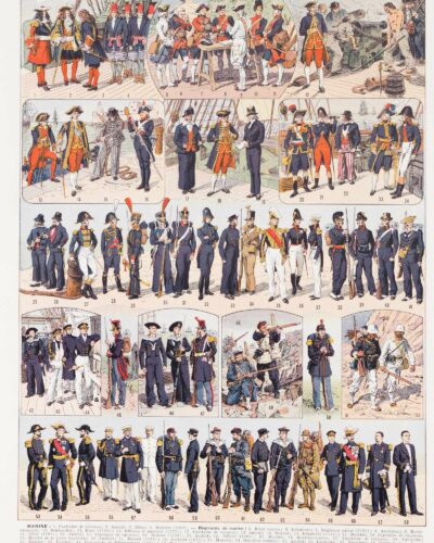 Marine française, uniformes 1690-1930, planche 1930