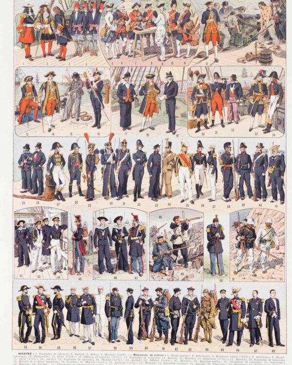Marine française, uniformes 1690-1930, planche 1930