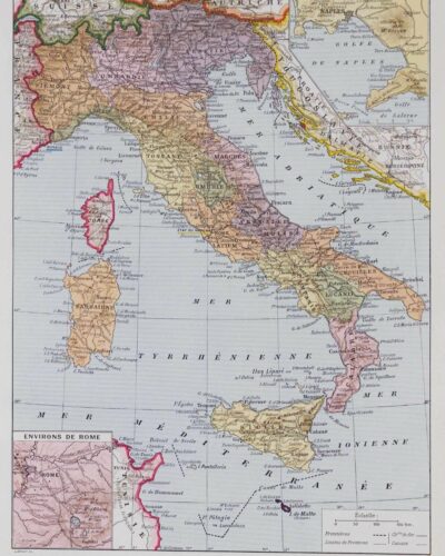 Italie, carte historique en couleurs, planche 1930