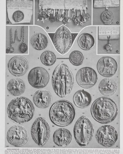 Sigillographie, 54 sceaux historiques, planche 1930