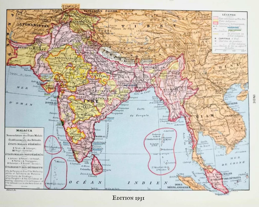 Indochine française, cartes géopolitiques et économiques 1931