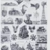 Moteurs industriels et motoculture, planche technique 1930 – planche ancienne entière