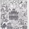 Instruments de musique, planche originale 1930 – planche ancienne entière