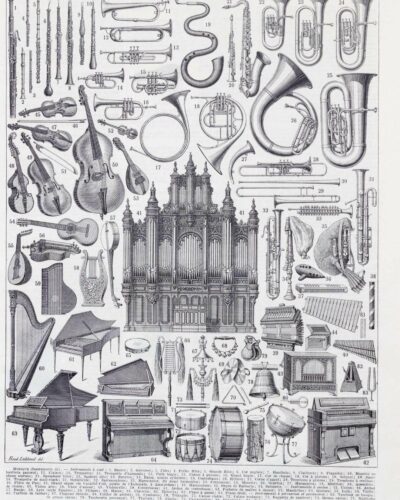 A10-4-1 Instruments de musique, planche originale 1930