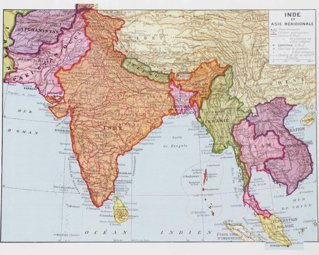 Inde indépendante, carte mise à jour en 1947, planche édition 1931