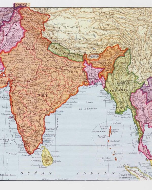 Inde indépendante, carte mise à jour en 1947, planche édition 1931