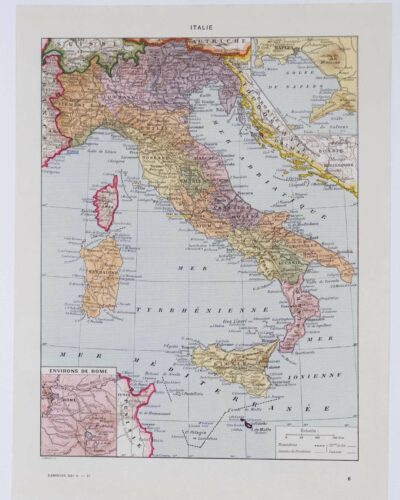 Italie, carte historique en couleurs, planche 1930