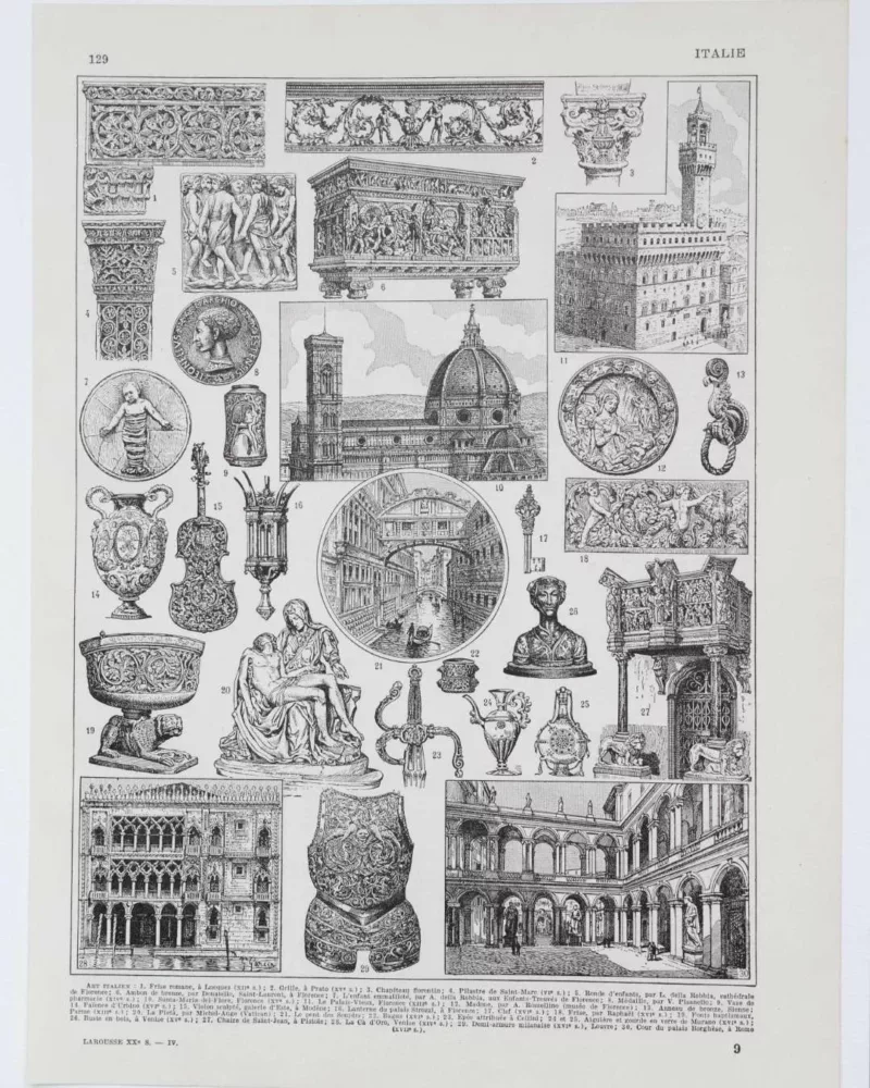 A11-12 Renaissance italienne, Michel-Ange, Donatello et Cellini, planche 1930