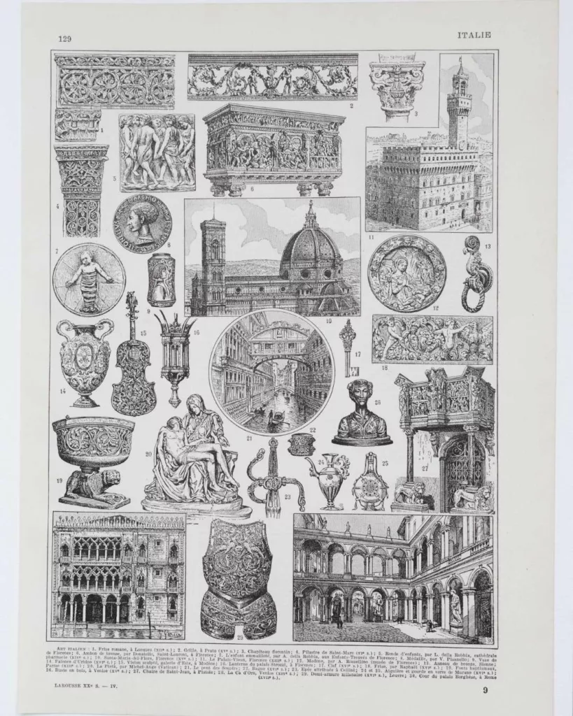 Renaissance italienne, Michel-Ange, Donatello et Cellini, planche 1930