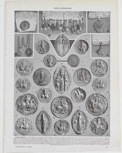 Sigillographie, 54 sceaux historiques, planche 1930