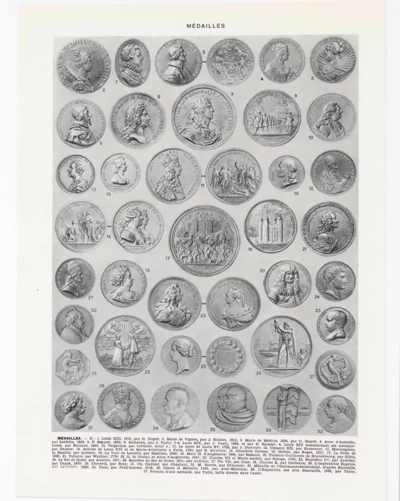 Médailles européennes XIVe-XXe siècle, planche 1930