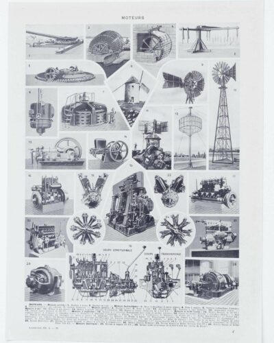 Moteurs industriels et motoculture, planche technique 1930