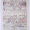 Climat du monde, isobares et isothermes, carte 1930 – planche ancienne entière