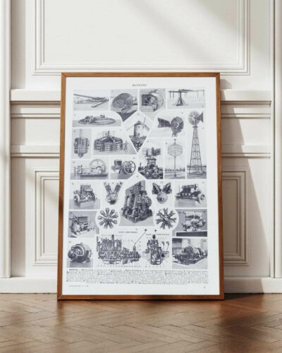 Moteurs industriels et motoculture, planche technique 1930