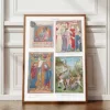 Miniatures médiévales XIIe-XVe siècle, planche 1930 – planche encadrée en décoration murale